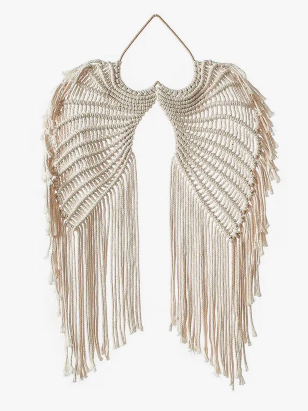 Handmade Macramé Angel Wing Tapestry with Long Tassels Wall Hanging - Picture 7 of 10